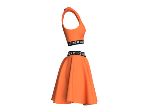 Girls Printed Elastic Top With Skirt - HEART 3D Model
