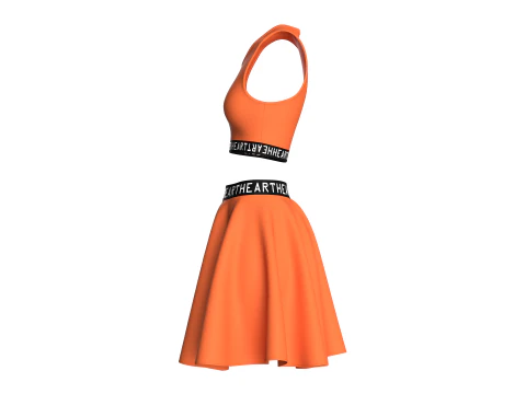 Girls Printed Elastic Top With Skirt - HEART 3D Model