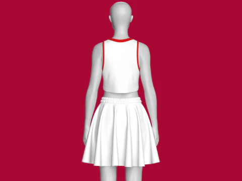 Girls Basketball Top With Skirt Outfit - 28 3D Model
