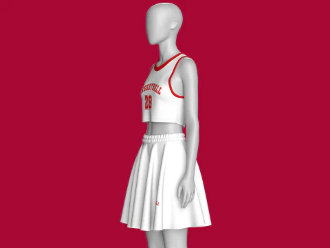 Girls Basketball Top With Skirt Outfit - 28 3D Model