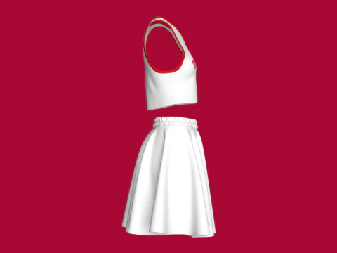 Girls Basketball Top With Skirt Outfit - 28 3D Model