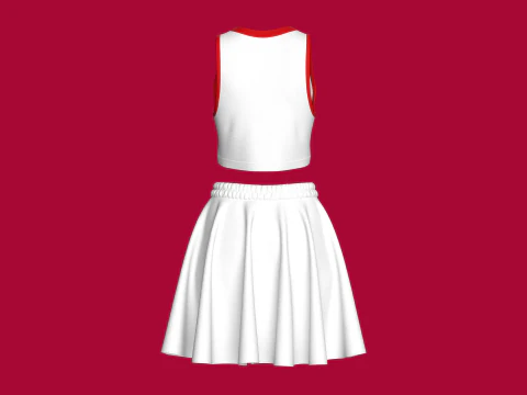 Girls Basketball Top With Skirt Outfit - 28 3D Model