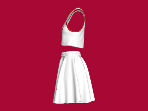 Girls Basketball Top With Skirt Outfit - 28 3D Model