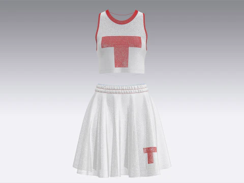 Girls Basketball Top With Skirt Outfit - 28 3D Model