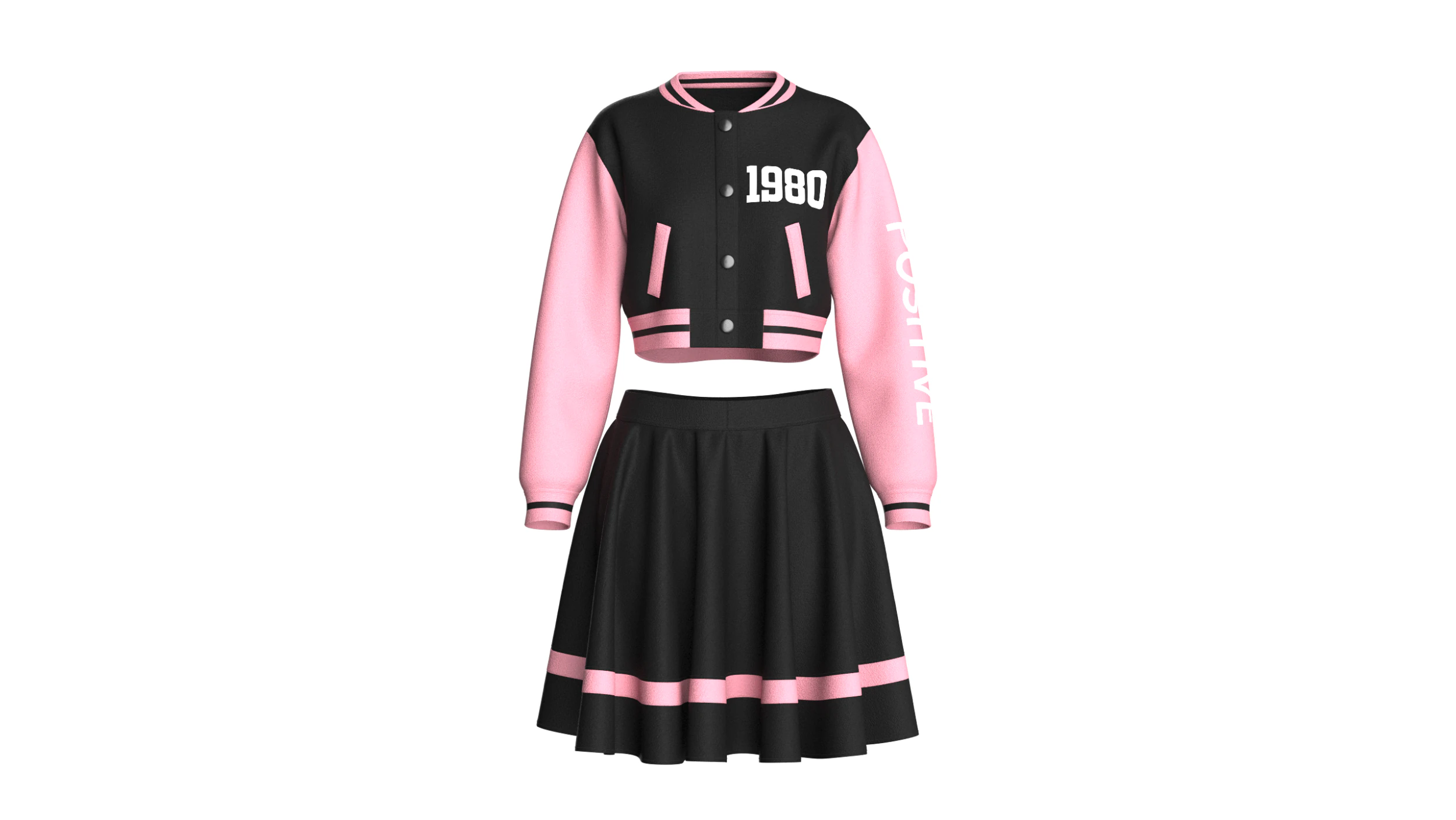Girls Printed Bomber Jacket with Skirt 3D Model .c4d .max .obj .3ds .fbx .stl .blend 
