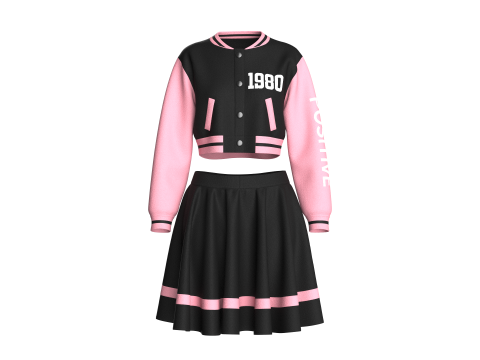 Cazadora bomber estampada con falda para ni&ntilde;as Modelo 3D