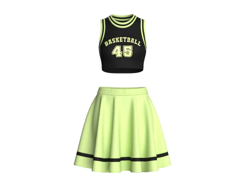 Top de basquete feminino com saia - 45 Modelo 3D