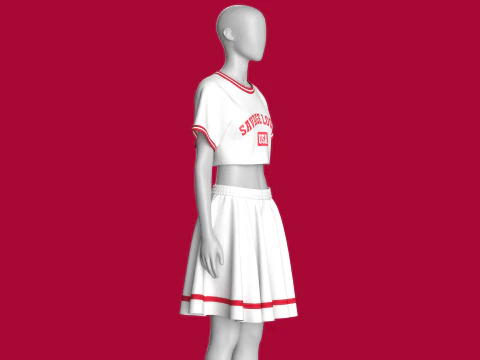 Girls Printed Crop Top With Skirt - SAVAGE LOOKS 3D Model