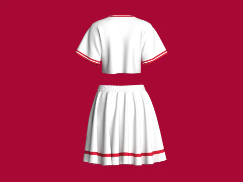 Girls Printed Crop Top With Skirt - SAVAGE LOOKS 3D Model