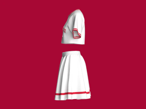 Girls Printed Crop Top With Skirt - SAVAGE LOOKS 3D Model