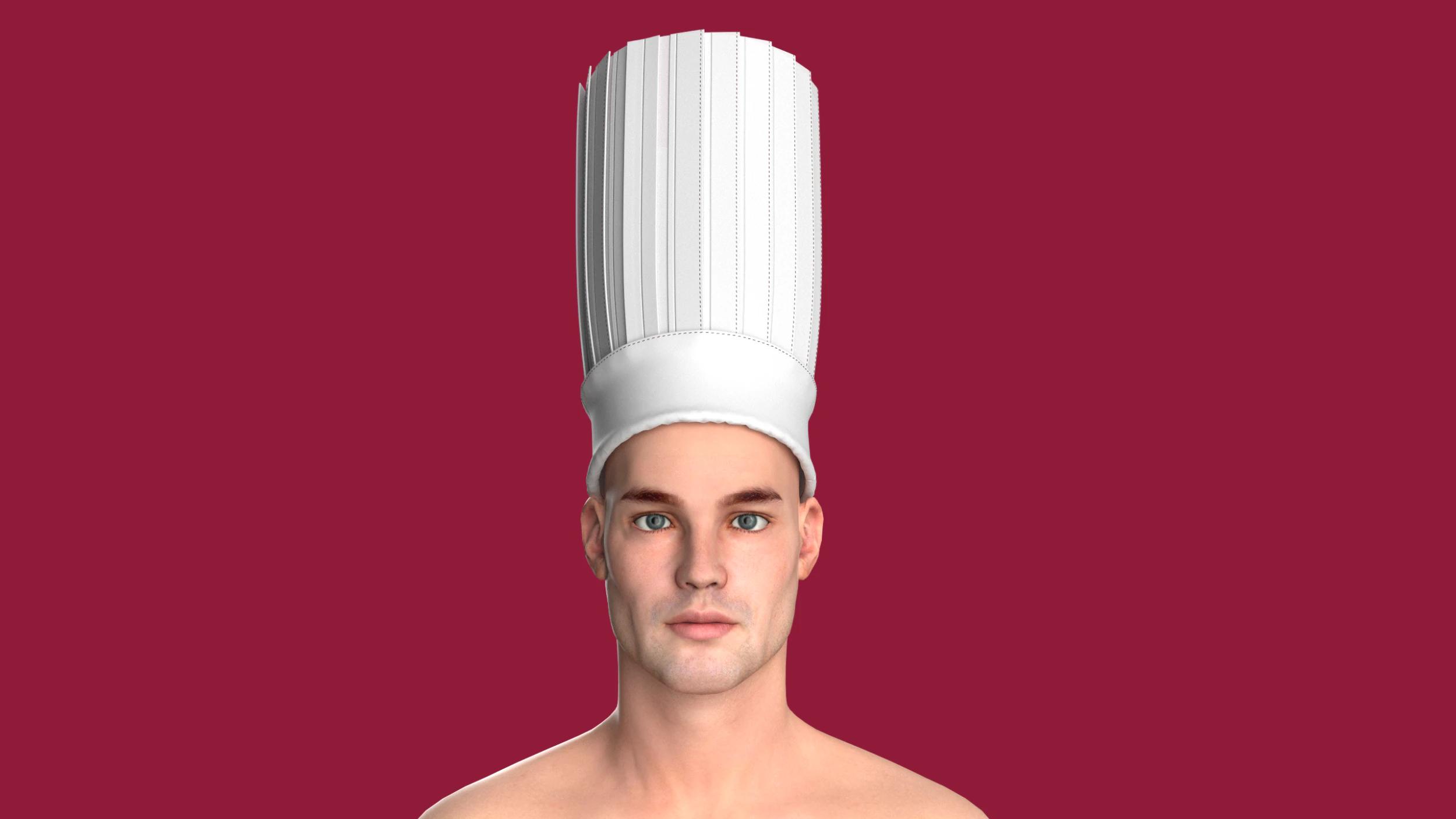 Unisex Chef Hat Caps For Kitchen Cooking Restaurant 3D Model .c4d .max .obj .3ds .fbx .stl .blend 