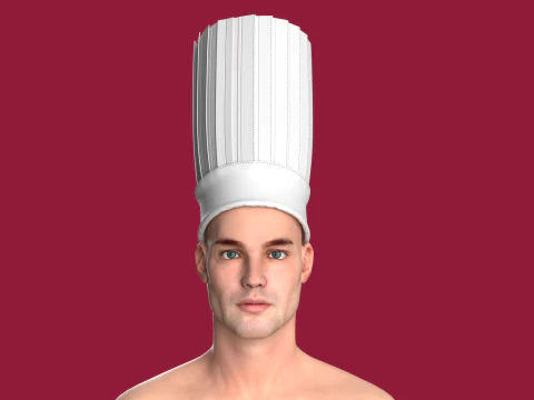 Casquettes de chapeau de chef unisexes pour la cuisine, le restaurant Modèle 3D