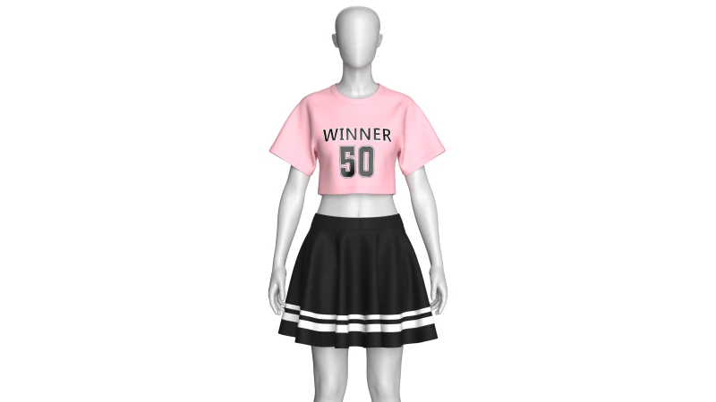 Girls Basketball Crop Top With Skirt - Winner 3D Model .c4d .max .obj .3ds .fbx .stl .blend