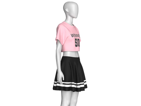 Girls Basketball Crop Top With Skirt - Winner 3D Model
