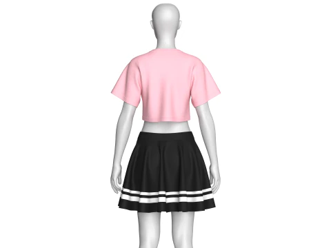 Girls Basketball Crop Top With Skirt - Winner 3D Model