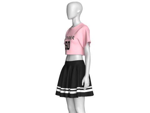 Girls Basketball Crop Top With Skirt - Winner 3D Model
