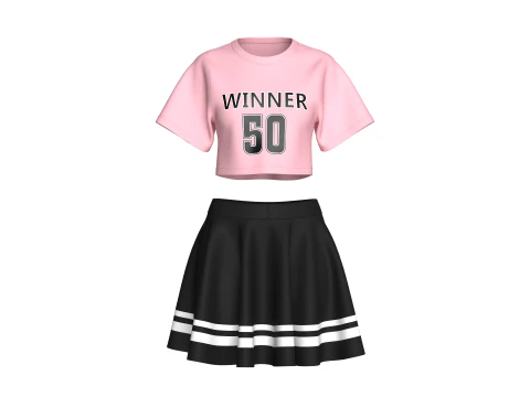 Girls Basketball Crop Top With Skirt - Winner 3D Model