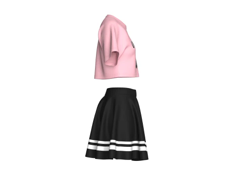 Girls Basketball Crop Top With Skirt - Winner 3D Model