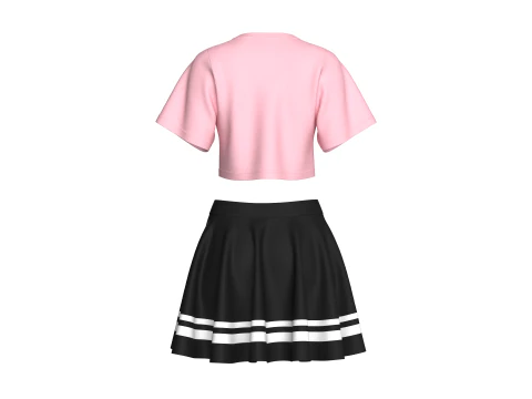 Girls Basketball Crop Top With Skirt - Winner 3D Model