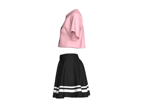 Girls Basketball Crop Top With Skirt - Winner 3D Model