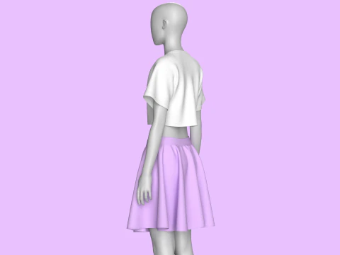 T-shirt corta da basket per ragazze con gonna Modello 3D