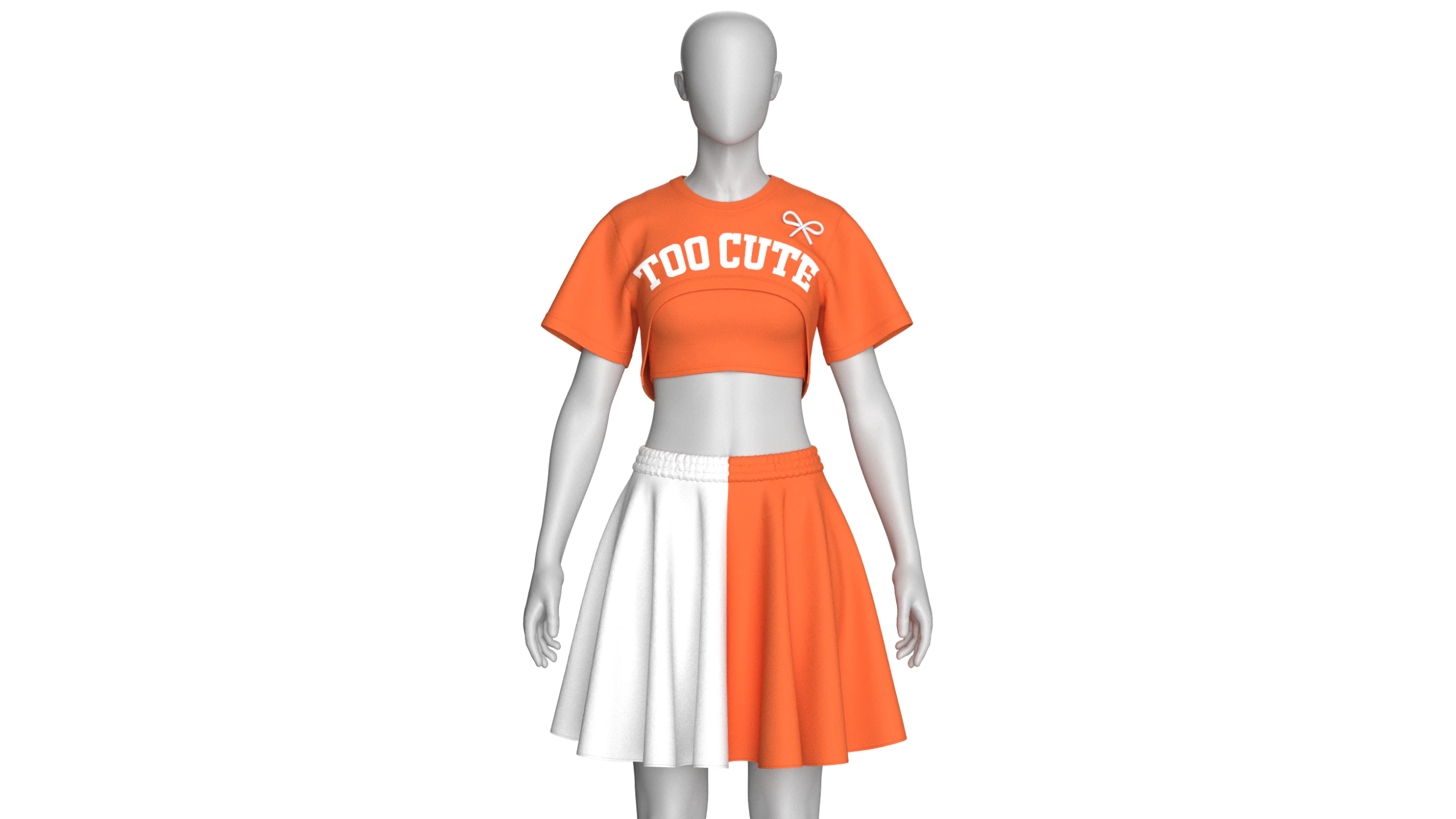 スカート付きガールズクロップTシャツ 3Dモデル .c4d .max .obj .3ds .fbx .stl .blend 