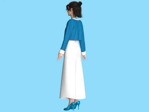 Girls Long Dress With Cardigan 3D Model