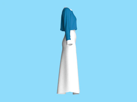 Girls Long Dress With Cardigan 3D Model