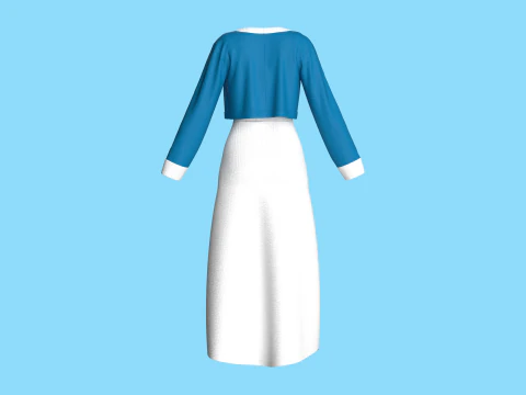 Girls Long Dress With Cardigan 3D Model