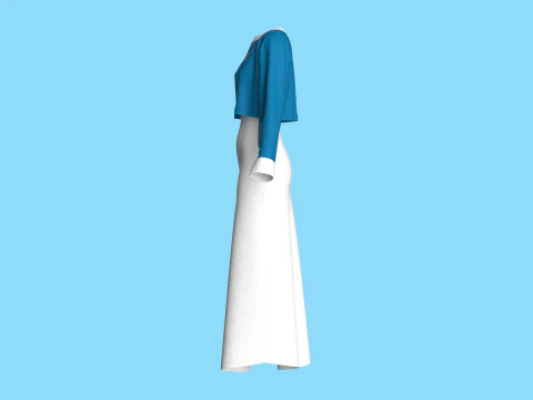Girls Long Dress With Cardigan 3D Model