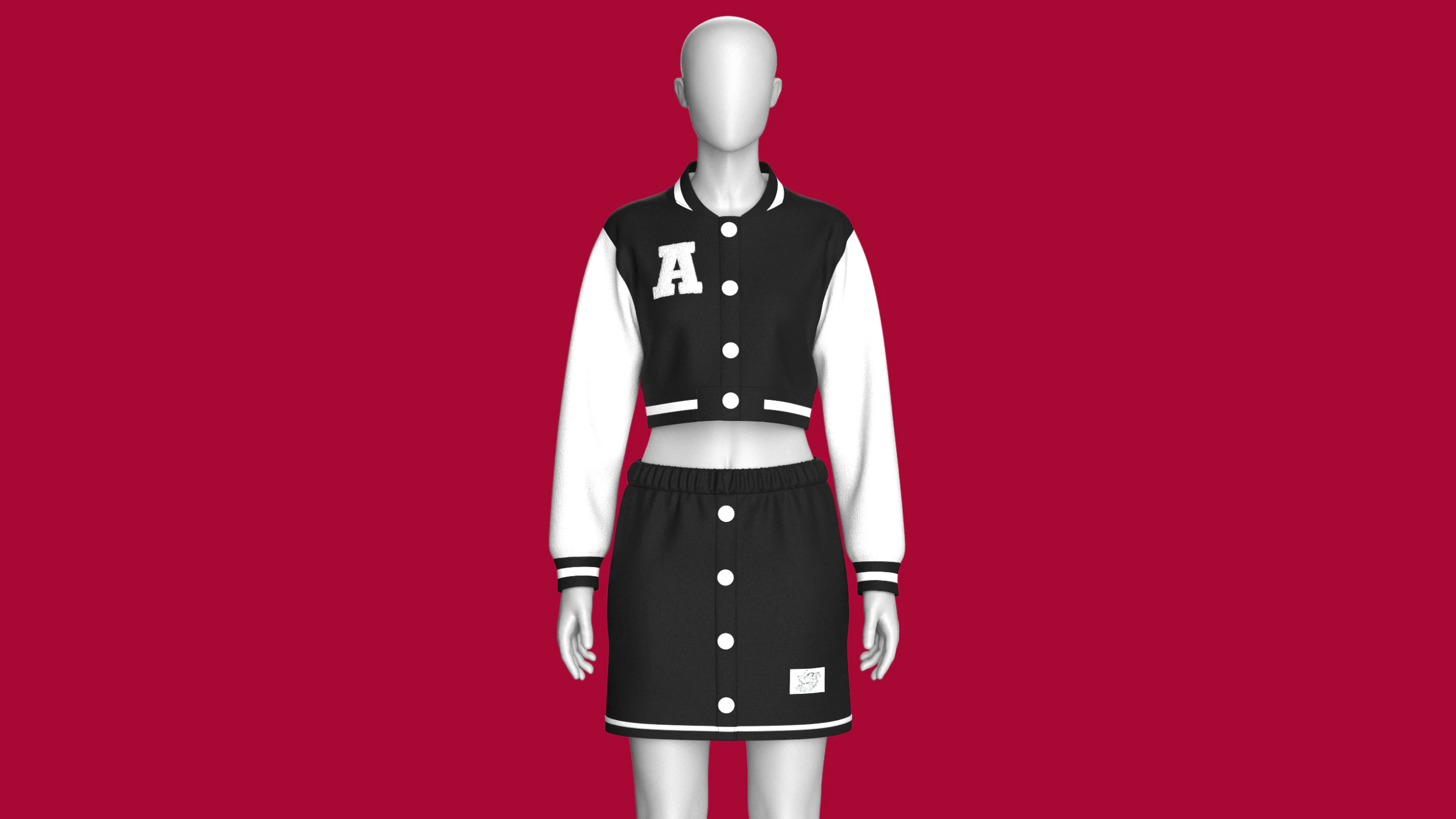 Girls Black Bomber Jacket With Skirt - Outfit 3D Model .c4d .max .obj .3ds .fbx .stl .blend 
