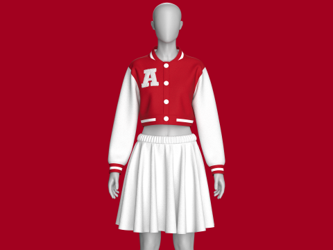 M&auml;dchen-Bomberjacke mit Rock 3D Modell