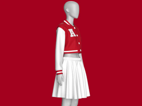 Girls Bomber Jacket With Skirt 3D Model