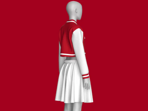 Girls Bomber Jacket With Skirt 3D Model