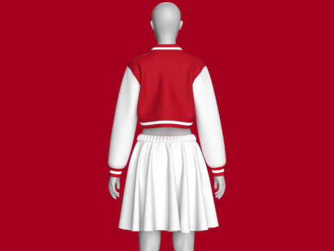 Girls Bomber Jacket With Skirt 3D Model
