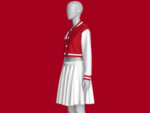 Girls Bomber Jacket With Skirt 3D Model