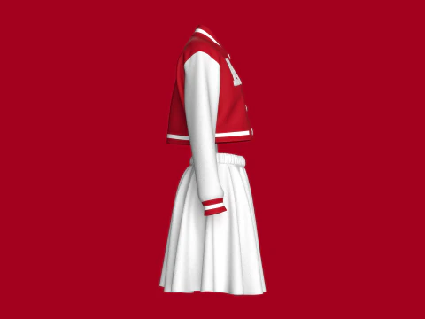 Girls Bomber Jacket With Skirt 3D Model