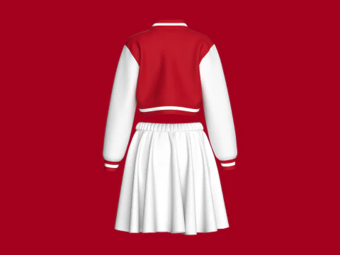 Girls Bomber Jacket With Skirt 3D Model