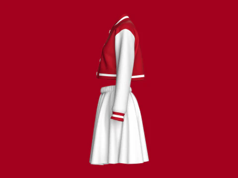 Girls Bomber Jacket With Skirt 3D Model