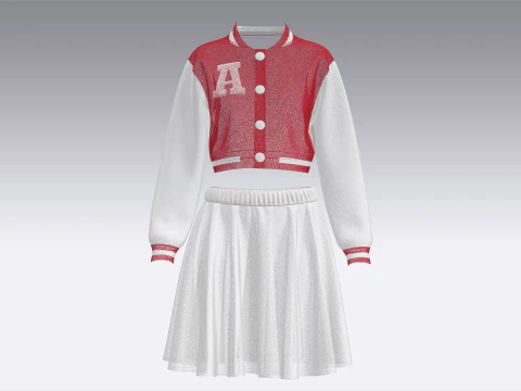 Girls Bomber Jacket With Skirt 3D Model