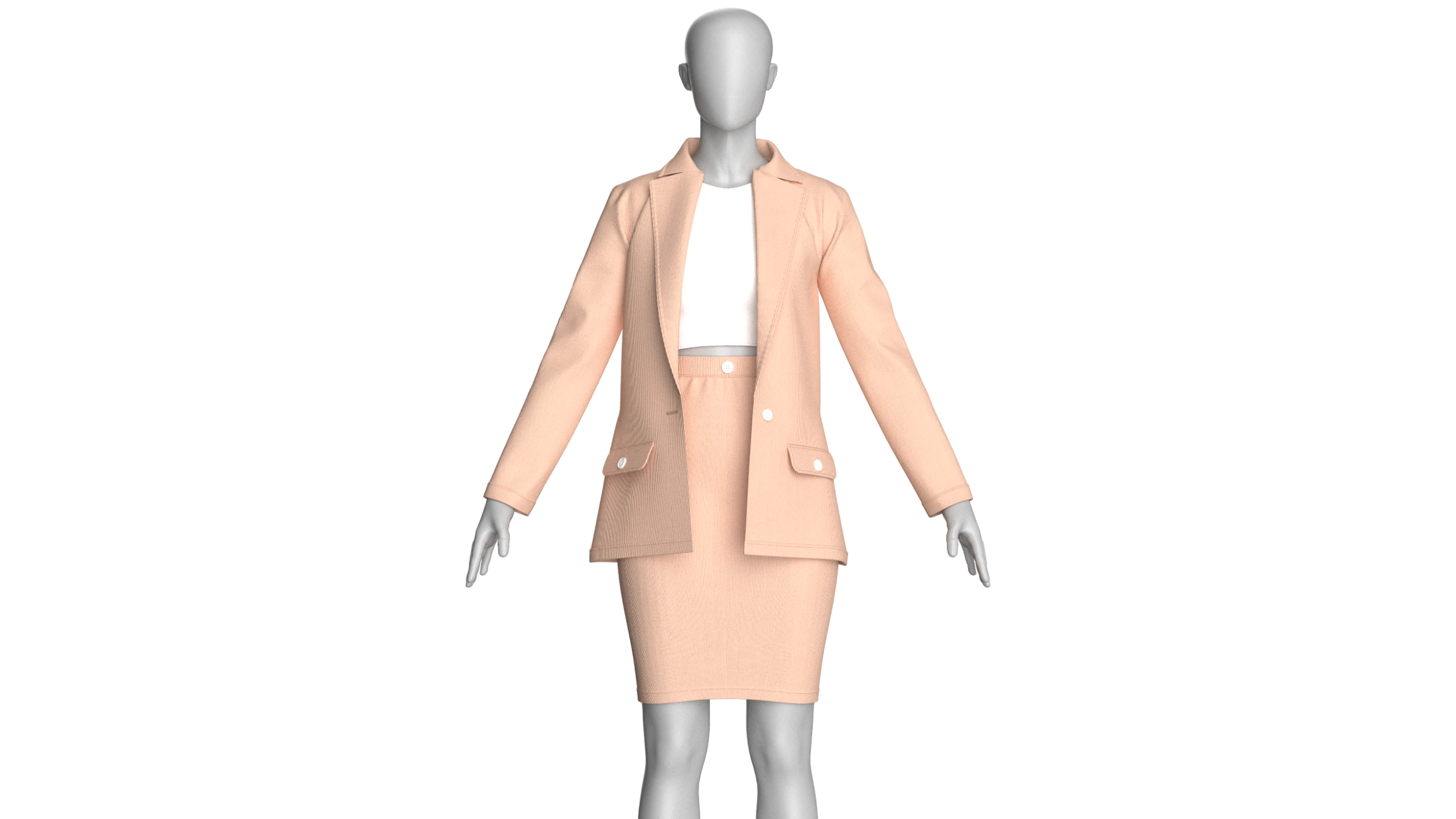 Girls Corporate Code And Skirt Outfit 3D Model .c4d .max .obj .3ds .fbx .stl .blend 
