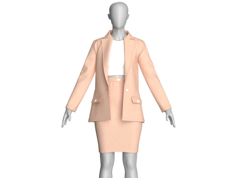 C&oacute;digo corporativo para meninas e roupa de saia Modelo 3D