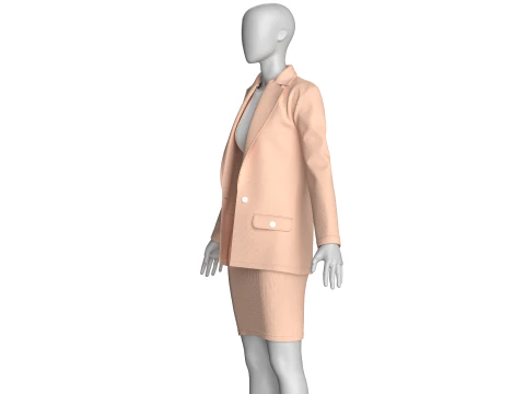 Girls Corporate Code And Skirt Outfit 3D Model