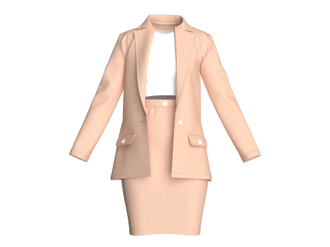 Girls Corporate Code And Skirt Outfit 3D Model