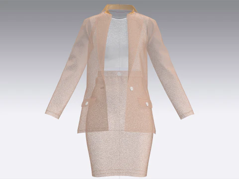 Girls Corporate Code And Skirt Outfit 3D Model