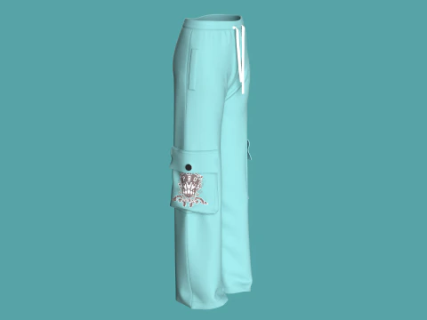 Girls Pocket Plazo Pant 3D Model