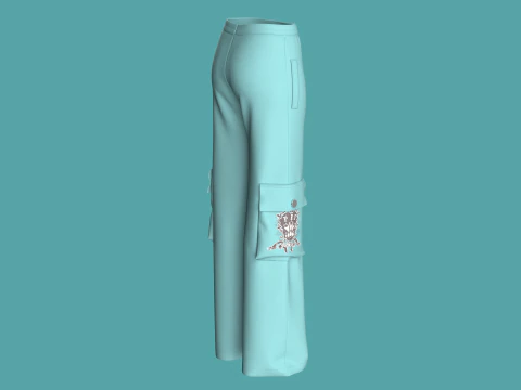 Girls Pocket Plazo Pant 3D Model
