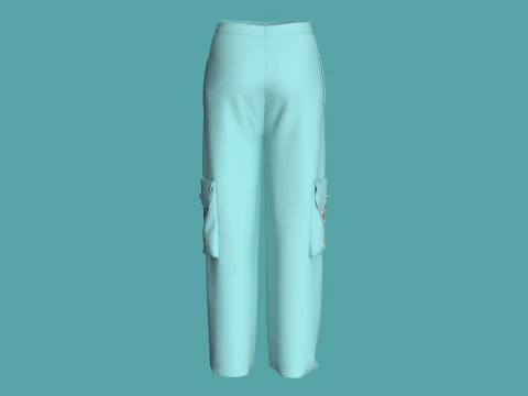 Girls Pocket Plazo Pant 3D Model