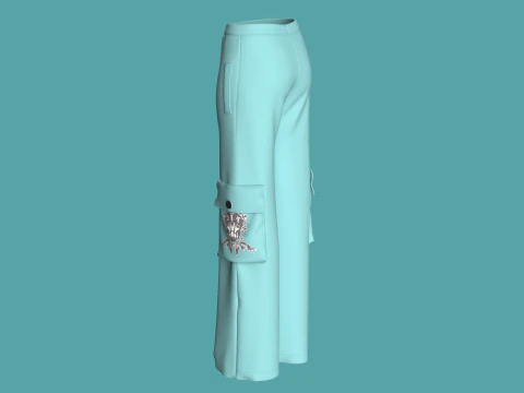 Girls Pocket Plazo Pant 3D Model