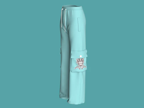 Girls Pocket Plazo Pant 3D Model